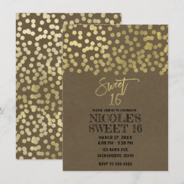 Sweet 16 Party Gold Foil Moderne schicke rustikale Einladung
