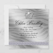 Sweet 16 Party Grad White Crown Jewelry Blätter Einladung (Rückseite)