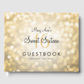 Sweet 16 Party Guestbook Gold Glitzer Lights Gästebuch (Vorderseite)