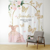 Sweet 16 Party Hintergrund - Schmetterlingsblumenk Wandteppich (Beispiel)