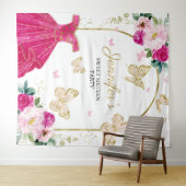 Sweet 16 Party Hintergrund - Schmetterlingsblumenk Wandteppich (Beispiel (Horizontal))