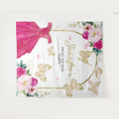 Sweet 16 Party Hintergrund - Schmetterlingsblumenk Wandteppich (Vorderseite (Horizontal))