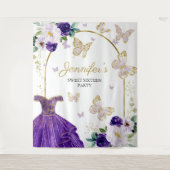 Sweet 16 Party Hintergrund - Schmetterlingsblumenk Wandteppich (Vorderseite)