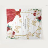 Sweet 16 Party Hintergrund - Schmetterlingsblumenk Wandteppich (Vorderseite (Horizontal))