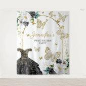 Sweet 16 Party Hintergrund - Schmetterlingsblumenk Wandteppich (Vorderseite)