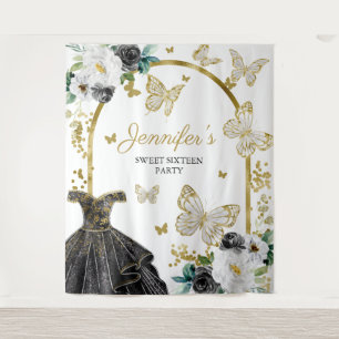 Sweet 16 Party Hintergrund - Schmetterlingsblumenk Wandteppich