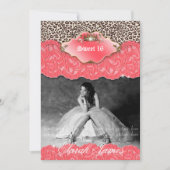 Sweet 16 Party Invite Leopard Kronenkorallen Einladung (Vorderseite)