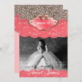 Sweet 16 Party Invite Leopard Kronenkorallen Einladung (Vorne/Hinten)