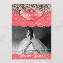 Sweet 16 Party Invite Leopard Kronenkorallen Einladung