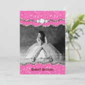 Sweet 16 Party Invite Leopard Schmuck Rosa Einladung (Stehend Vorderseite)