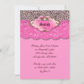 Sweet 16 Party Invite Leopard Schmuck Rosa Einladung (Rückseite)
