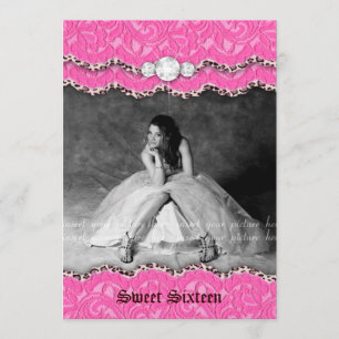 Sweet 16 Party Invite Leopard Schmuck Rosa Einladung