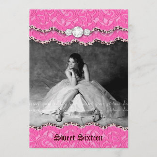 Sweet 16 Party Invite Leopard Schmuck Rosa Einladung
