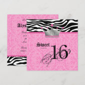 Sweet 16 Party Leopard Zebra Lace Crown Einladung (Vorne/Hinten)