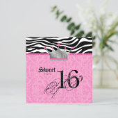 Sweet 16 Party Leopard Zebra Lace Crown Einladung (Stehend Vorderseite)