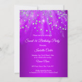 Sweet 16 Party Lila Funkelkleid TIARA Einladung (Rückseite)