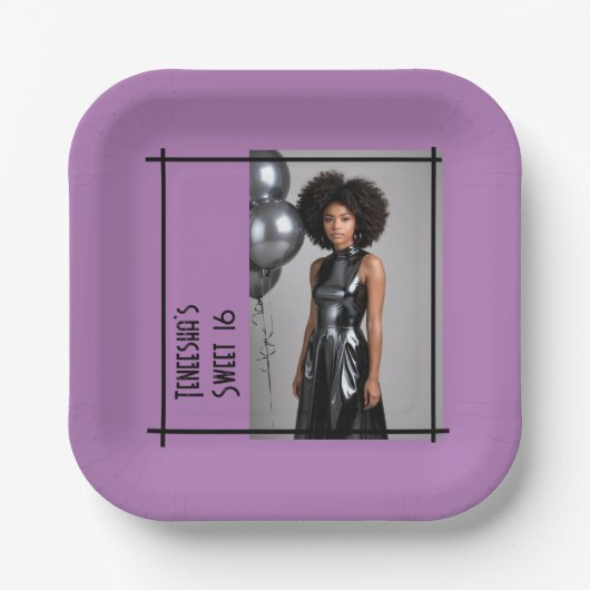 Sweet 16 Party lilac lila Foto Pappteller (Vorderseite)