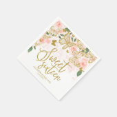 Sweet 16 Party Napkins Blush Pink Butterfly Blüten Serviette (Ecke)