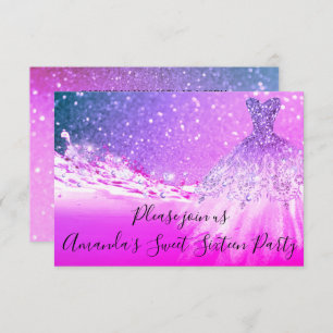 Sweet 16. Party Pink Fuchsia Glitzer Ocean Dress Einladung