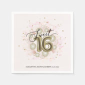 Sweet 16 Party Pink Gold Confetti Serviette (Vorderseite)