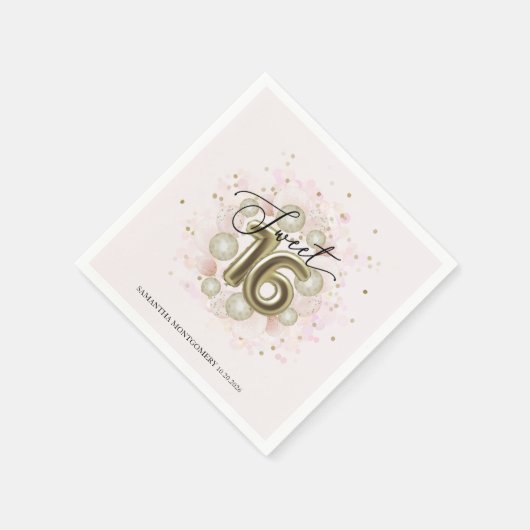Sweet 16 Party Pink Gold Confetti Serviette (Ecke)