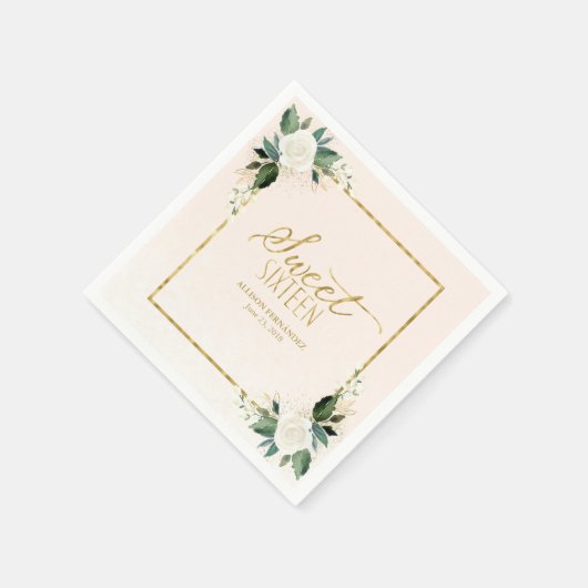 Sweet 16 Party Pink Gold Foil Napkins Serviette (Ecke)