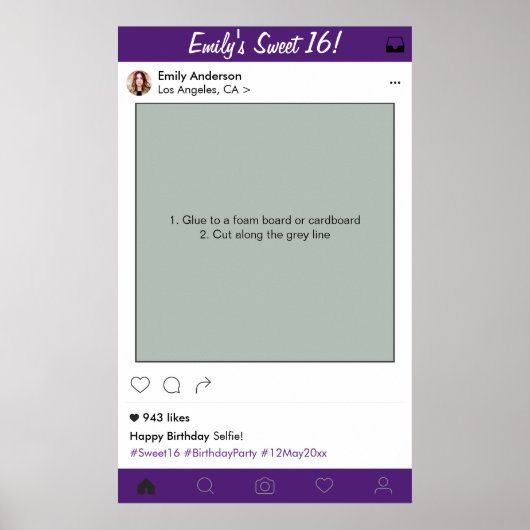 Sweet 16 Party Prop Foto Stand Frame Quinceanera Poster (Vorne)