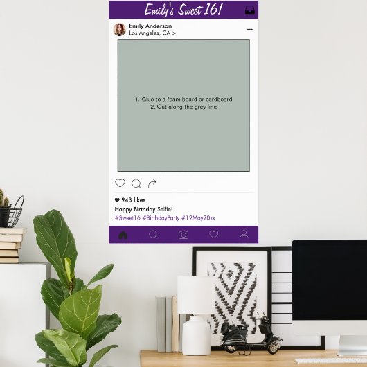 Sweet 16 Party Prop Foto Stand Frame Quinceanera Poster (Heimbüro)