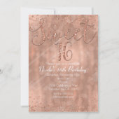 Sweet 16 Party Rosa Rose Gold Glamour Einladungen (Vorderseite)