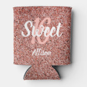 Sweet 16 Party Rosa Rose Gold Glitzer Personalisie Dosenkühler (Vorderseite)