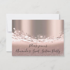 Sweet 16. Party Rose Gold Glitzer Brautparty Einladung
