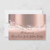 Sweet 16. Party Rose Gold Glitzer Brautparty Einladung (Vorderseite)