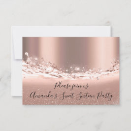 Sweet 16. Party Rose Gold Glitzer Brautparty Einladung