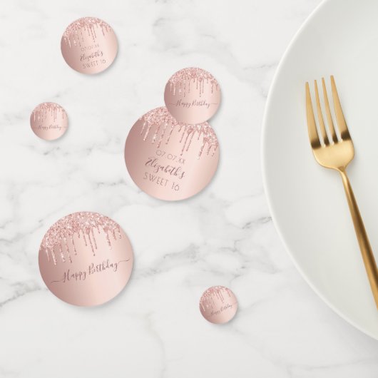 Sweet 16 Party Rose Gold Glitzer Tropfen pink Konfetti (Gruppe)