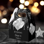 Sweet 16 Party Schwarz-Silber-Glitzer-Tropfen-Ball Geschenkschachtel