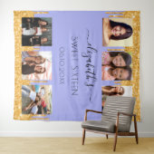 Sweet 16 Party violett Glitzer Foto Collage Wandteppich (Beispiel (Horizontal))