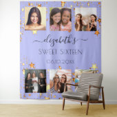 Sweet 16 Party Violett Gold Foto Collage Wandteppich (Beispiel)