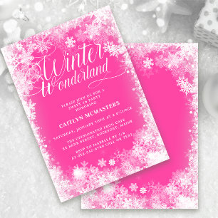 Sweet 16 Party Winterwonderland Schneeflocke Rosa Einladung