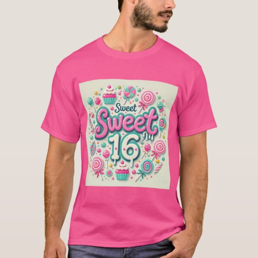 Sweet 16 Pastel Birthday Design Mens Tshirt (Vorderseite)