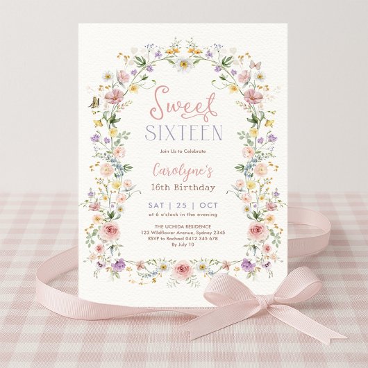 Sweet 16 Pastel Floral Meadow Birthday Party Einladung
