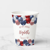 Sweet 16 patriotic USA Rot-Blau-Flagge Pappbecher (Vorderseite)