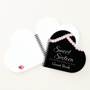 Sweet 16 Pearl Strands Guest Heart Notizblock