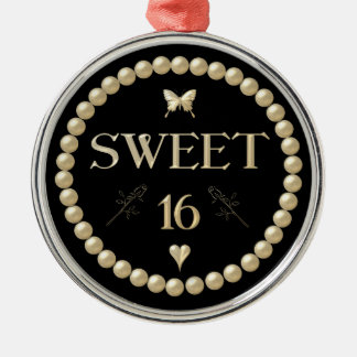 Sweet 16 - Perlen auf schwarz "Samt" Ornament Aus Metall