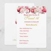 Sweet 16  Personalised Floral Invitation Ankündigung (Vorne/Hinten)