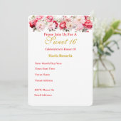 Sweet 16  Personalised Floral Invitation Ankündigung (Stehend Vorderseite)