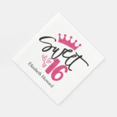 Sweet 16 Personalisiert Paper Serviette (Ecke)
