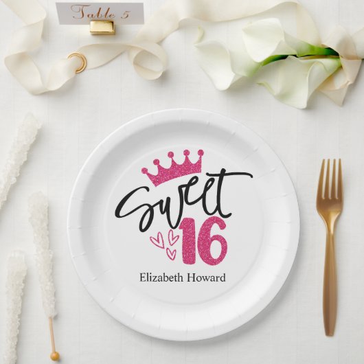 Sweet 16 Personalisiert Pappteller (Hochzeit)