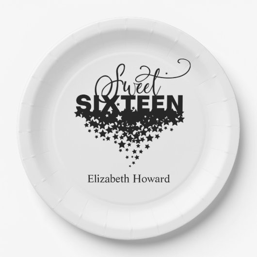 Sweet 16 Personalisiert Pappteller (Vorderseite)