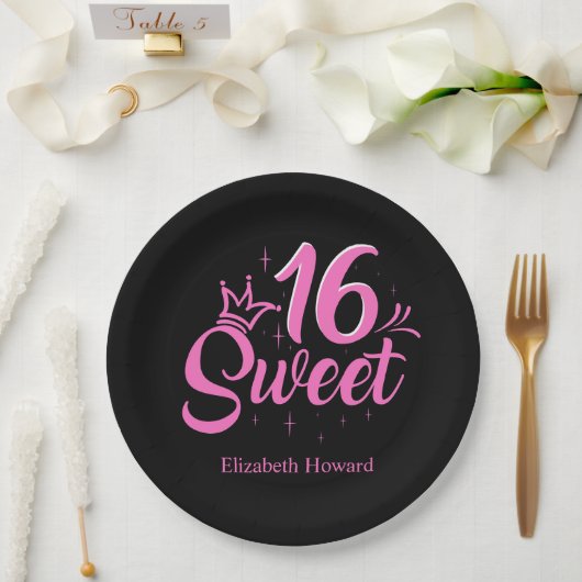 Sweet 16 Personalisiert Pappteller (Hochzeit)