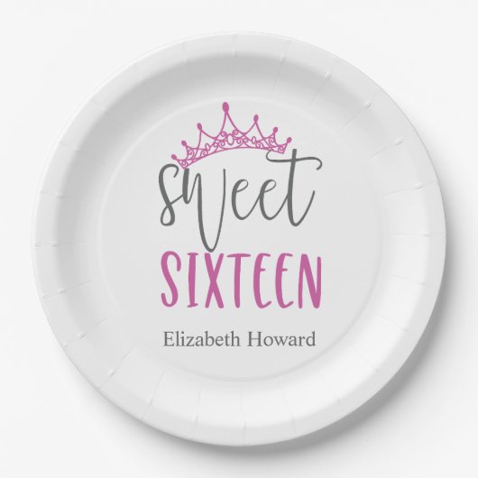 Sweet 16 Personalisiert Pappteller (Vorderseite)